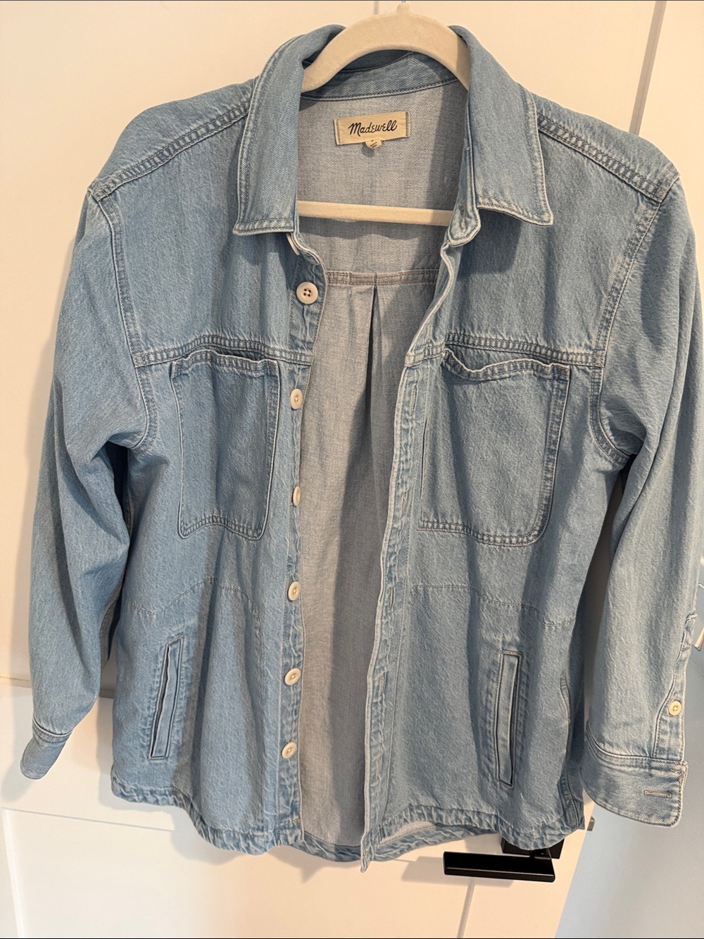 Madewell Pale Blue Denim Shacket with Button Front
